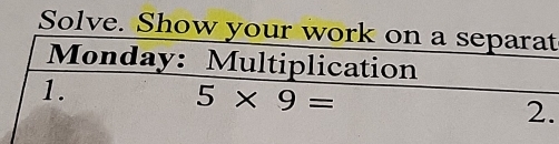 Solve. Show your w