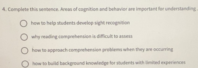 Solved: Complete this sentence. Areas of cognition and behavior are ...