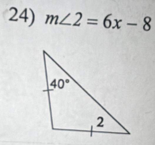 m∠ 2=6x-8