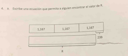 Escribe una ecuación que permita a alguien encontrar el valor de R.