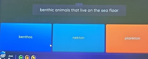 benthic animals that live on the sea floor
benthos nekton plankton