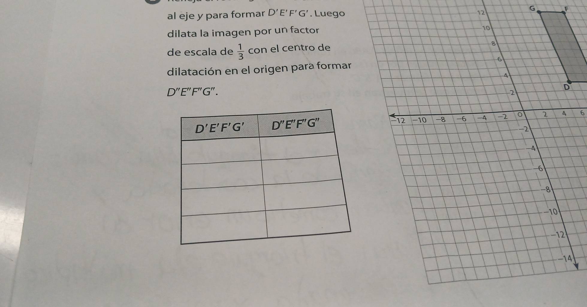 Solved: al eje y para formar D'E'F'G'. Luego dilata la imagen por un ...
