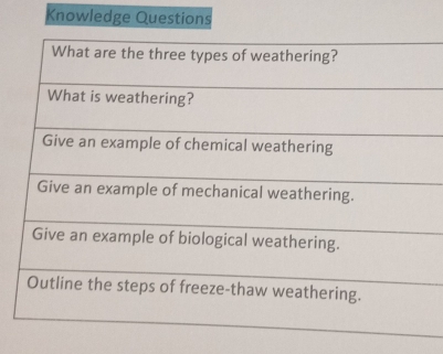 Knowledge Questions