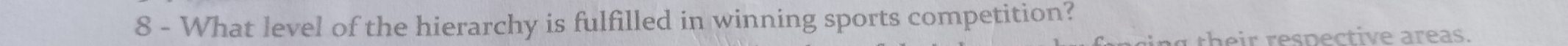 What level of the hierarchy is fulfilled in winning sports competition? 
th e i r respective areas.