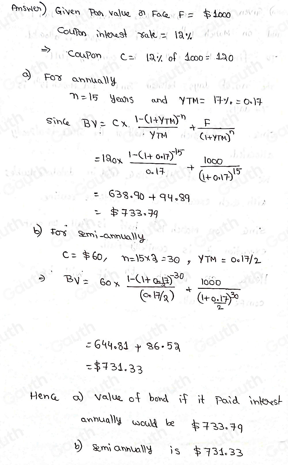 Solved: (Related to Checkpoint 9.4) (Bond valuation) A bond that ...