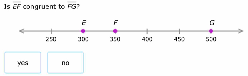 Is overline EF congruent to overline FG 7
yes no