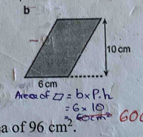 a of 96cm^2.