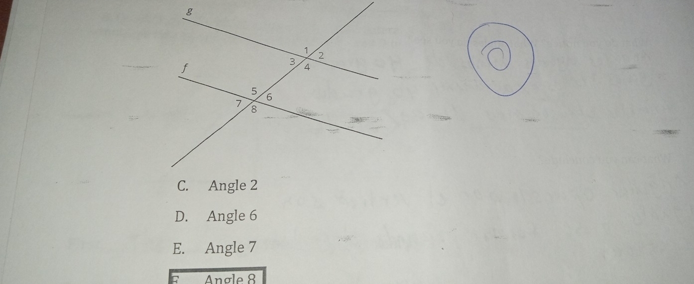 D. Angle 6
E. Angle 7
R Angle 8