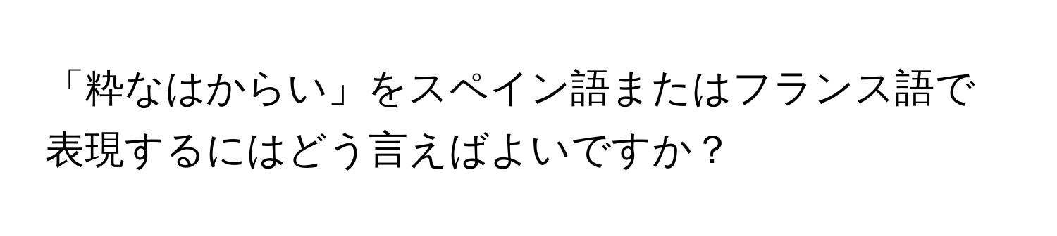 「粋なはからい」をスペイン語またはフランス語で表現するにはどう言えばよいですか？