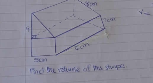 s6cm
v=
Find the volume of the.