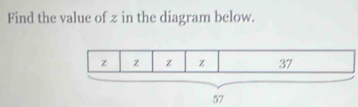 Find the value of z in the diagram below.
57