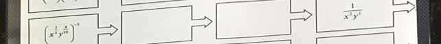  1/x^2y^2 
(x^(frac 2)3y^(frac 4)10)^-5