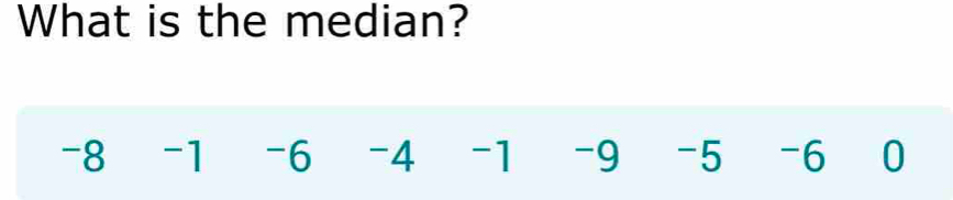 What is the median?
-8 -1 -6 -4 -1 -9 -5 -6 0