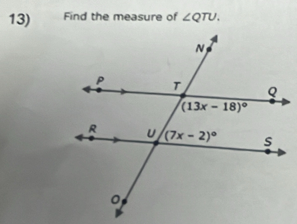 Find the measure of ∠ QTU.