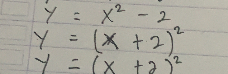 y=x^2-2
y=(x+2)^2
y=(x+2)^2