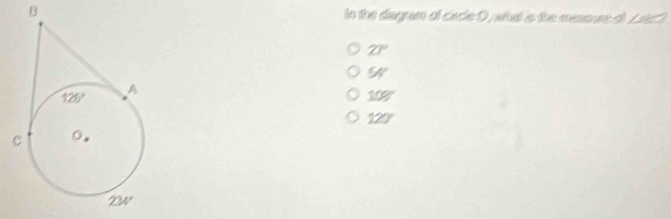 in the dagam of cacle 0, what is the mesoue o Lc
27°
54°
109°
120°