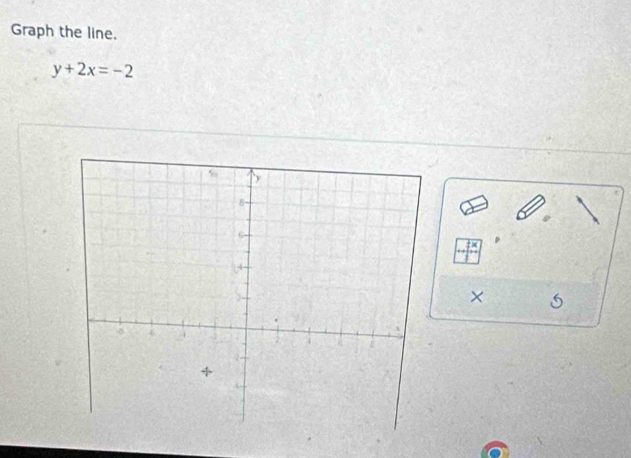 Graph the line.
y+2x=-2
×