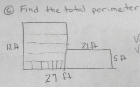 ⑥ Find the total perimeter