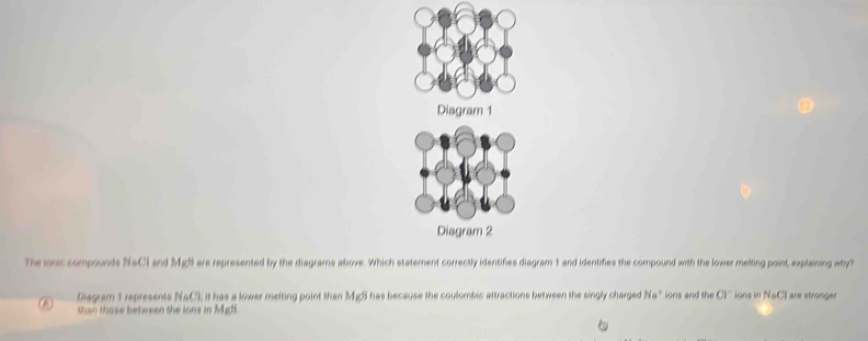 Solved: Diagram 1 Diagram 2 The ionic compounds NaCl and MgS are ...