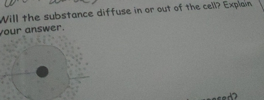 Will the substance diffuse in or out of the cell? Explain 
your answer.