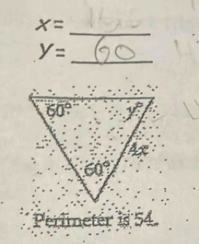 X= _
y= _
erimeter is 54.