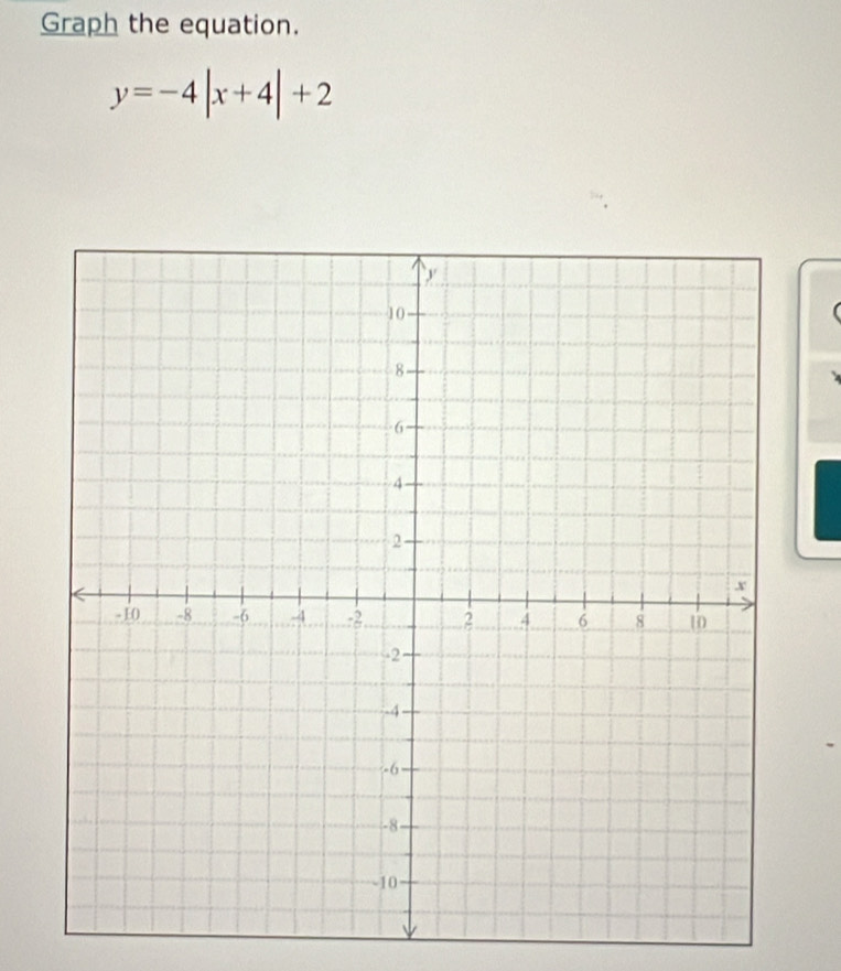 Graph the equation.
y=-4|x+4|+2