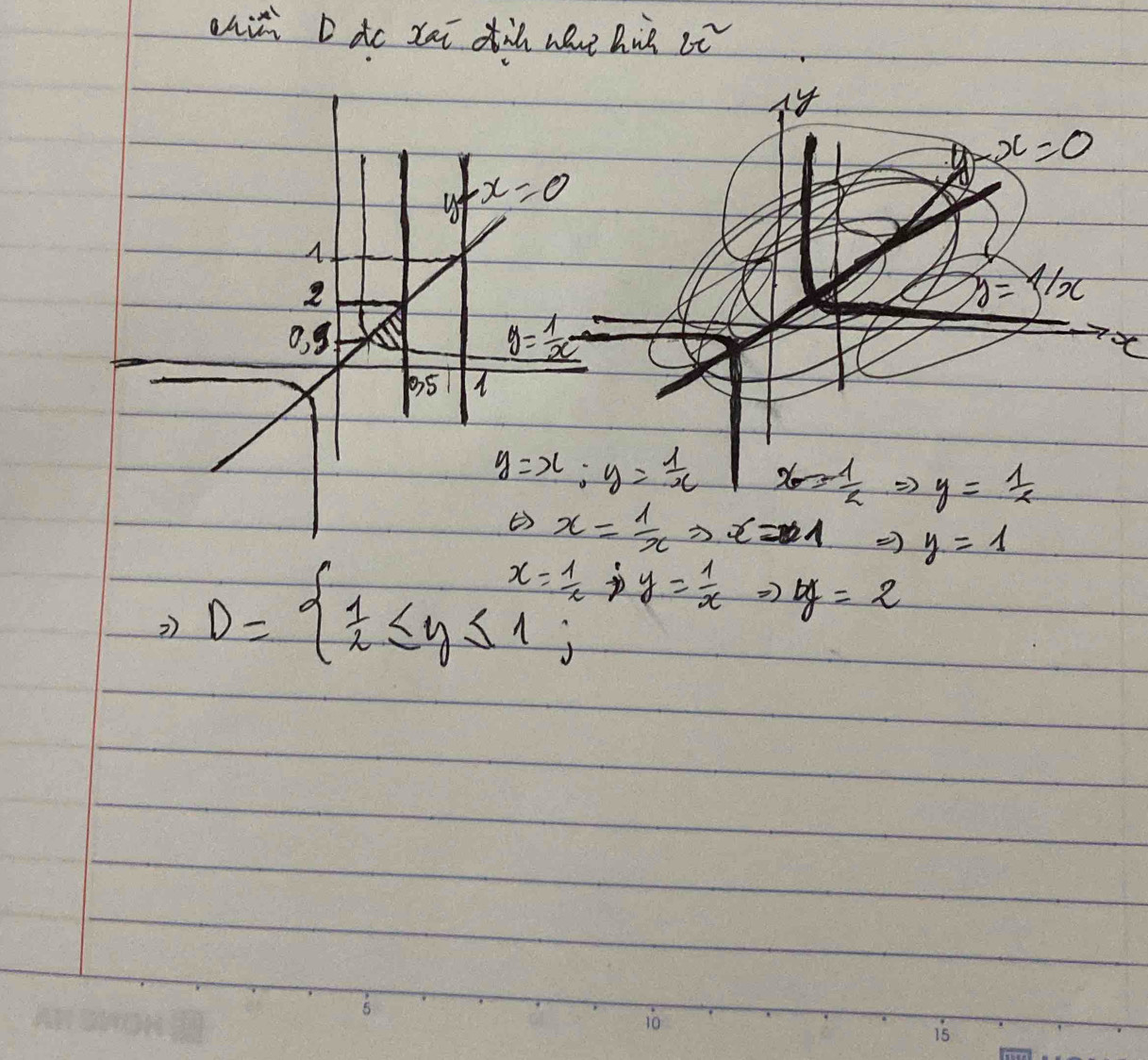 chi D do xai in nee hiā 2t^2
(4
x=0
u x=0
y=4/x
o, g y= 1/x 
95
y=x:y= 1/x  x-frac 1 1/a Rightarrow y= 1/a 
Rightarrow x= 1/x to x=1 =) y=1
2 D=beginarrayl x=1  1/2 ≤ y≤ 1;endarray. y= 1/x  ) y=2
10 
1s