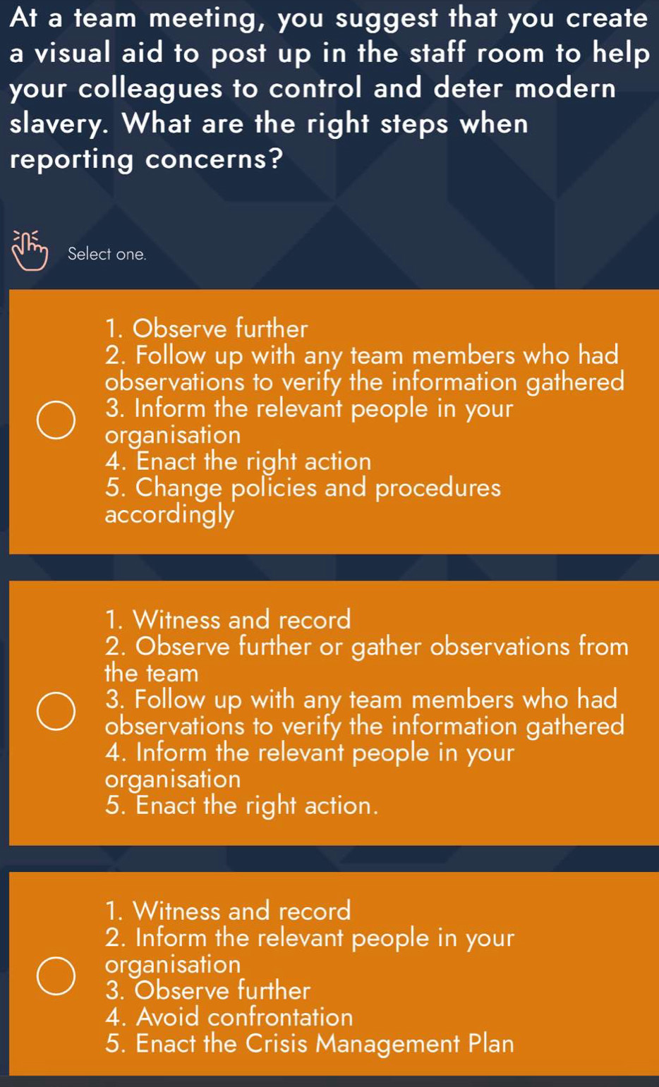 Solved: At a team meeting, you suggest that you create a visual aid to ...