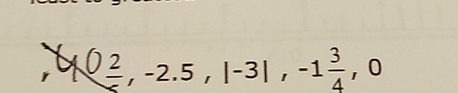 ( 2/5 ,-2.5,|-3|, -2.5,|-3|, -1 3/4 , 0