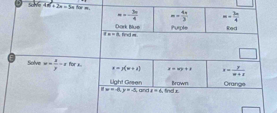 Solve 4m+2n=5n