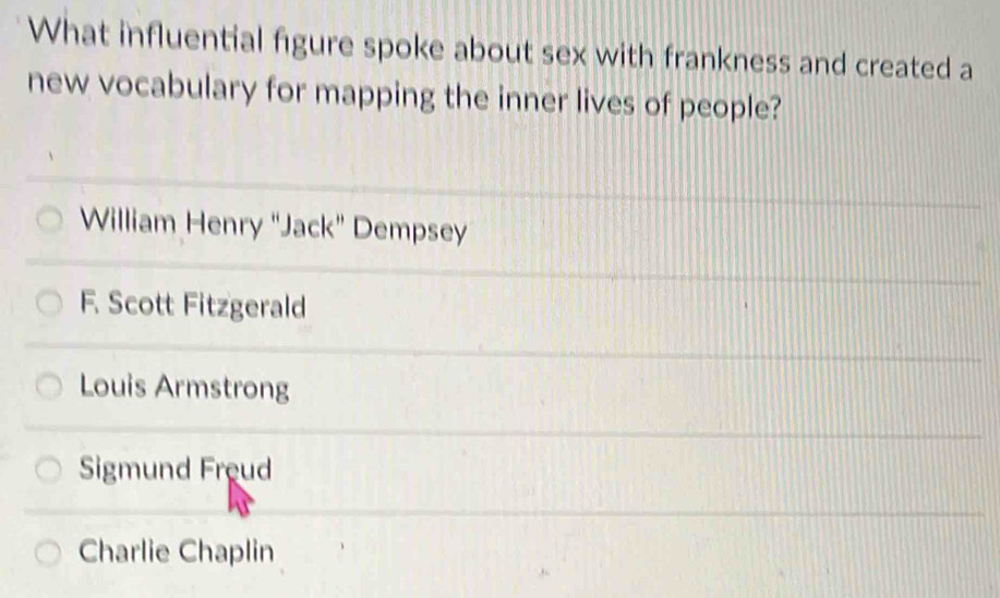 Solved: What influential figure spoke about sex with frankness and ...