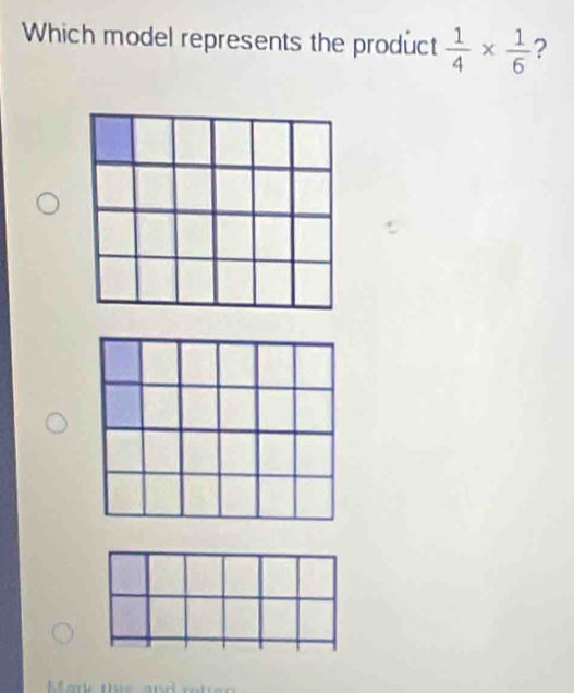 Which model represents the product  1/4 *  1/6  ?