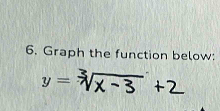 Graph the function below:
y=