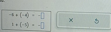 -6+(-4)=-□
×
1+(-5)=-□