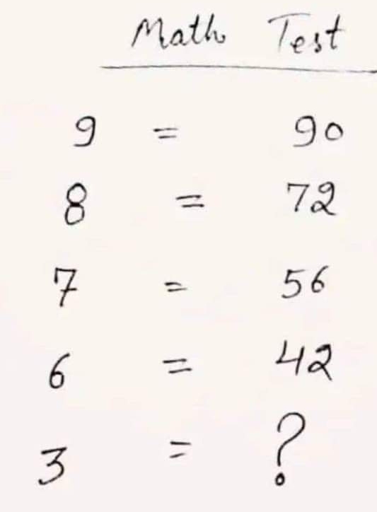 Math Test
g=90
8=72
7=56
6=42
3= (