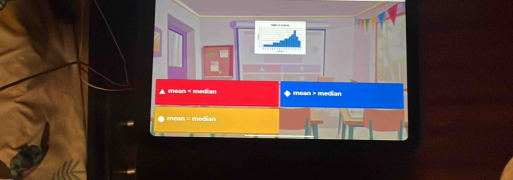 mean < median  mean > median
mean = median