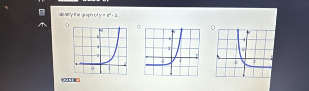 Identify the graph of y=e^x-2. 
DONEV