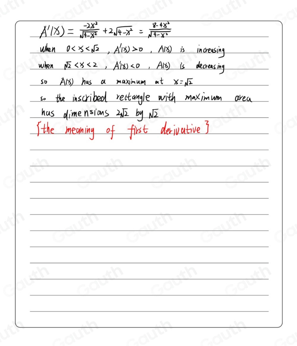 Solved: The figure above shows a rectangle inscribed in a semicircle ...