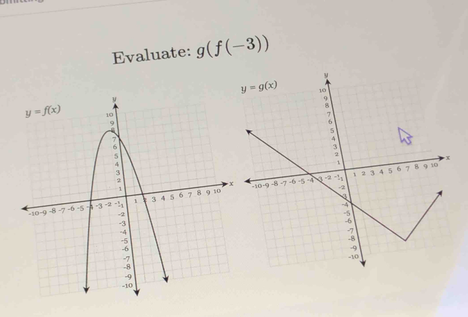 Evaluate: g(f(-3))