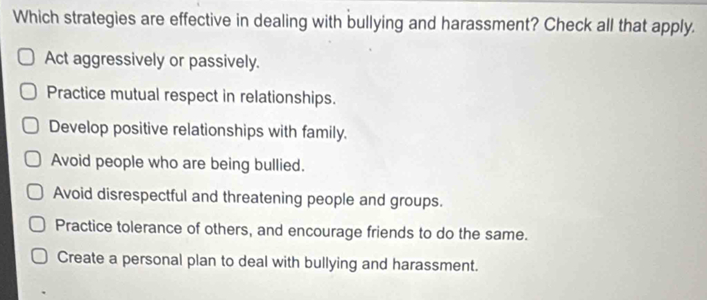 Solved: Which strategies are effective in dealing with bullying and ...