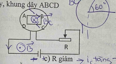 y, khung dây ABCD 
giảm