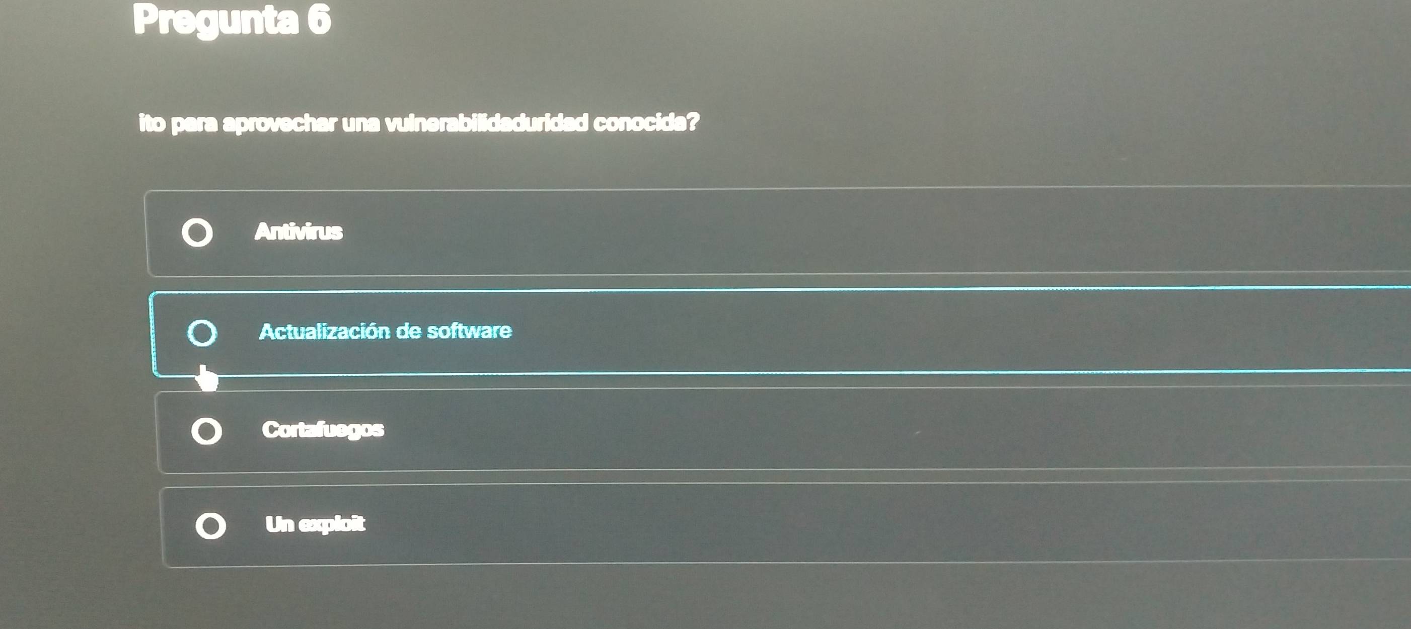 Resuelto:Pregunta 6 ito para aprovechar una vulnerabilidaduridad ...