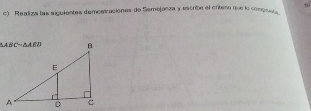 sī
c) Realiza las siguientes demostraciones de Semejanza y escribe el critério que lo comprueba