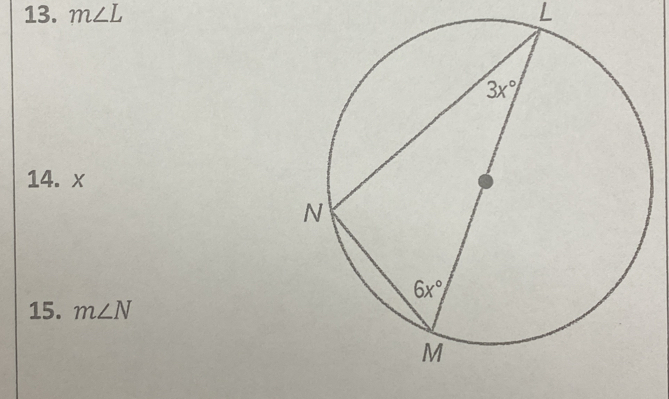 m∠ L L
14. x
15. m∠ N