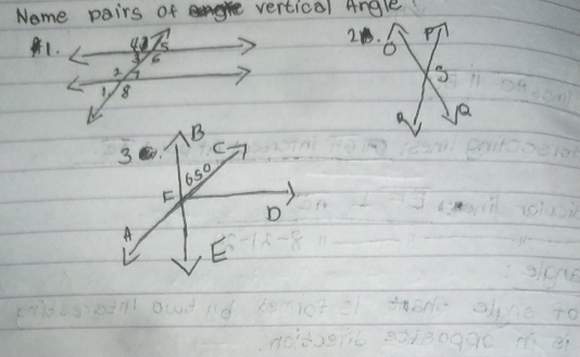 Nome pairs of vertical Angle
1.
2 P
1Q