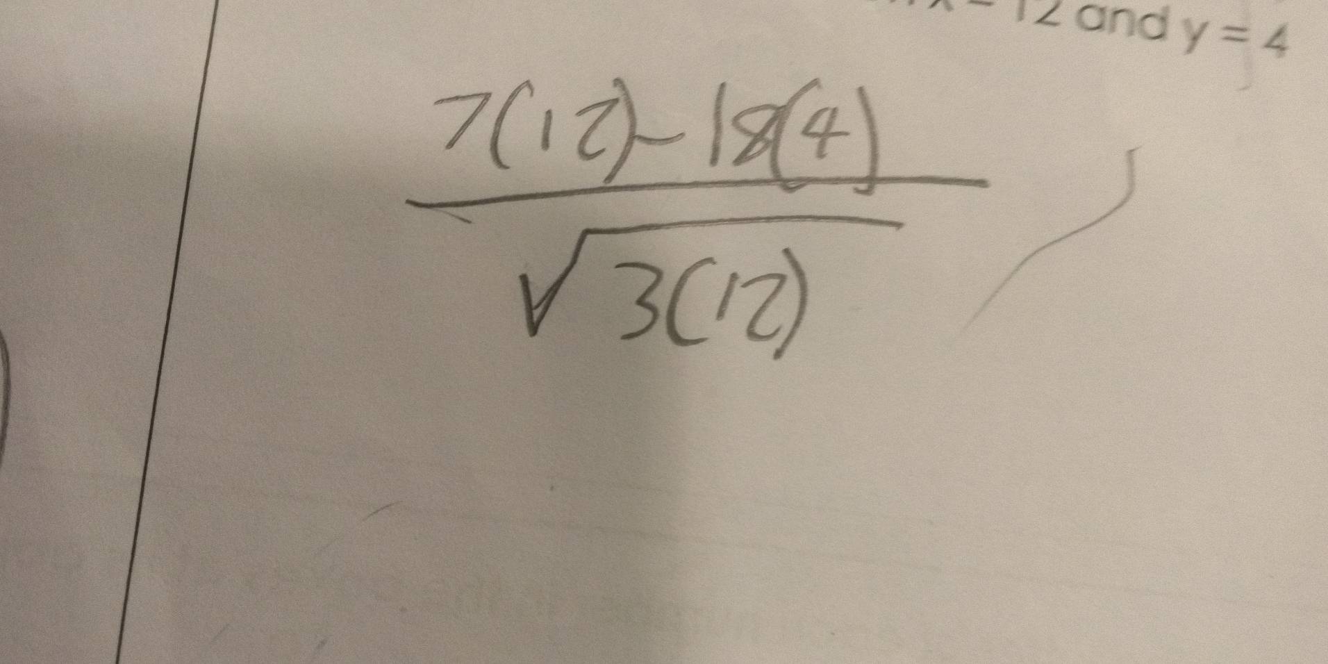 x-12 and y=4