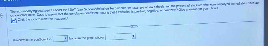 Solved: The accompanying scatterplot shows the LSAT (Law School ...
