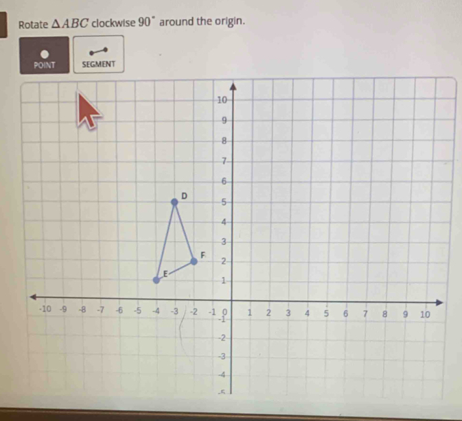 Rotate △ ABC clockwise 90° around the origin.