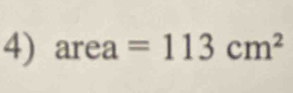 area=113cm^2