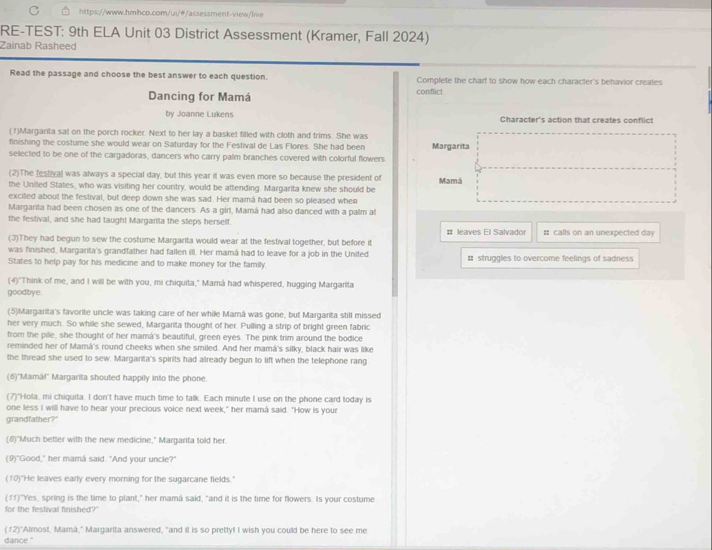 Solved: RE-TEST: 9th ELA Unit 03 District Assessment (Kramer, Fall 2024 ...